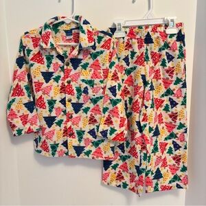 Old Navy Toddler Flannel Pajama Set Christmas Trees Multicolor Size 3T
